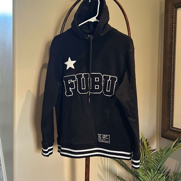 FUBU Collegiate Black Hooded Sweatshirt M - Picture 4 of 12